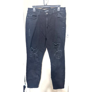 Judy Blue Jeans Womens 15/32 Black Distressed High Rise Boyfriend denim thrashed